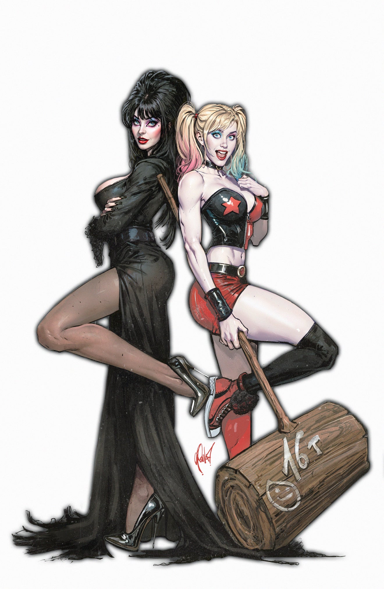 HARLEY QUINN X ELVIRA #1 CEDRIC POULAT 616 COMICS Virgin Variant B LTD 500