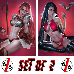 VAMPIRELLA & RED SONJA JOSH BURNS 616 Virgin Variant B Set Of 2 LTD 500