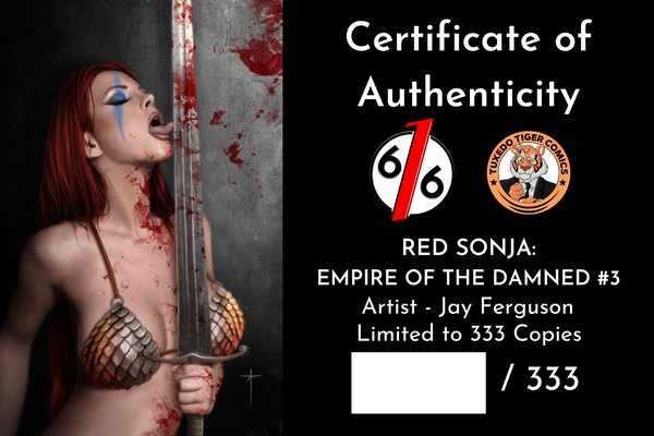 RED SONJA EMPIRE OF THE DAMNED #3 JAY FERGUSON 616 Virgin Variant AB Set LTD 333 COA