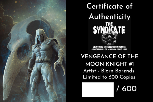 VENGEANCE OF MOON KNIGHT 1 BARENDS Trade & Virgin Variant LTD 600 COA