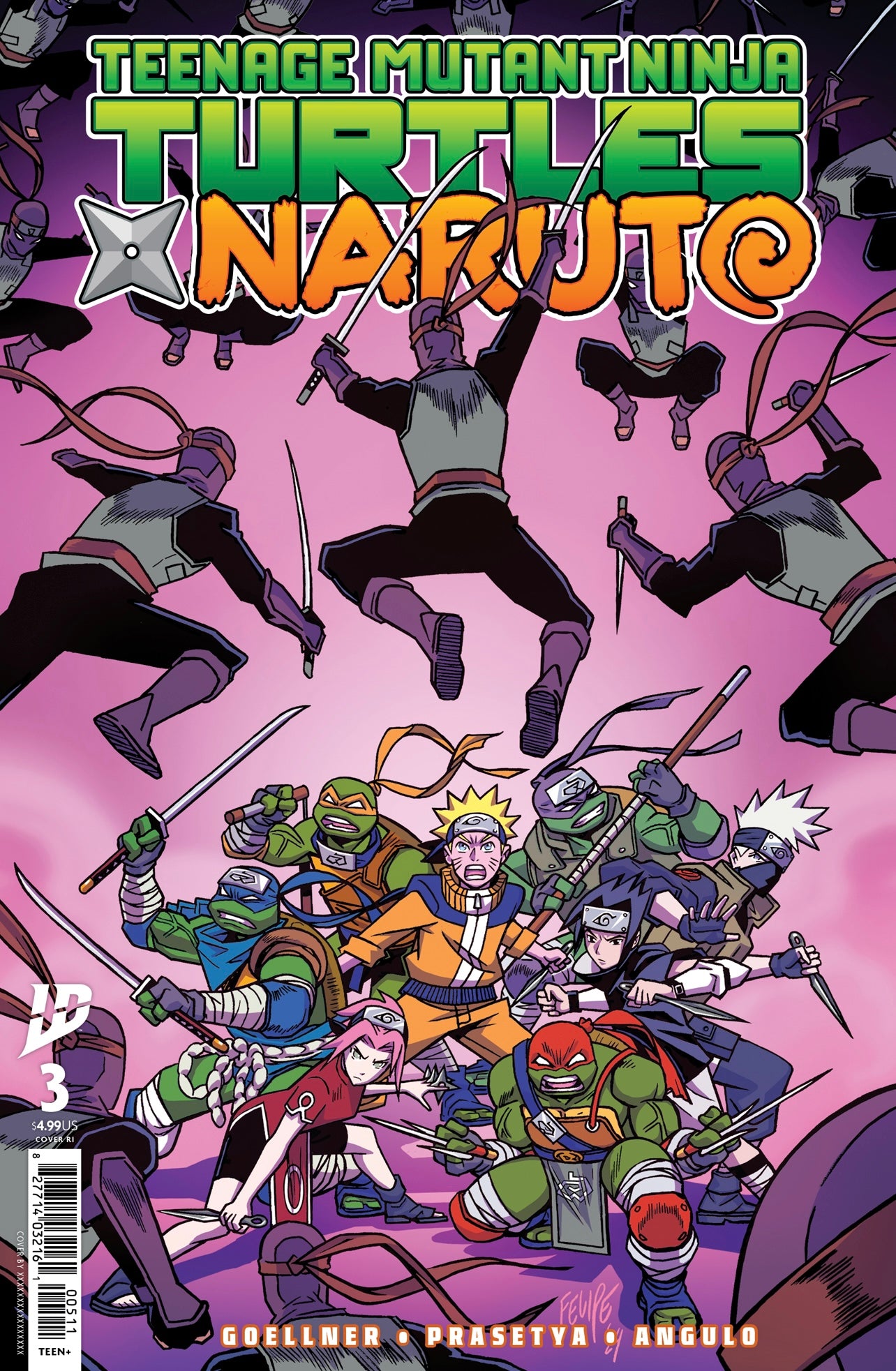 TEENAGE MUTANT NINJA TURTLES X NARUTO 3 FELIPE SMITH 1:25 Ratio Variant