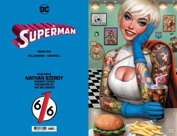 SUPERMAN 18 NATHAN SZERDY 616 DINER TATTOO FOIL Virgin Variant C LTD 1000