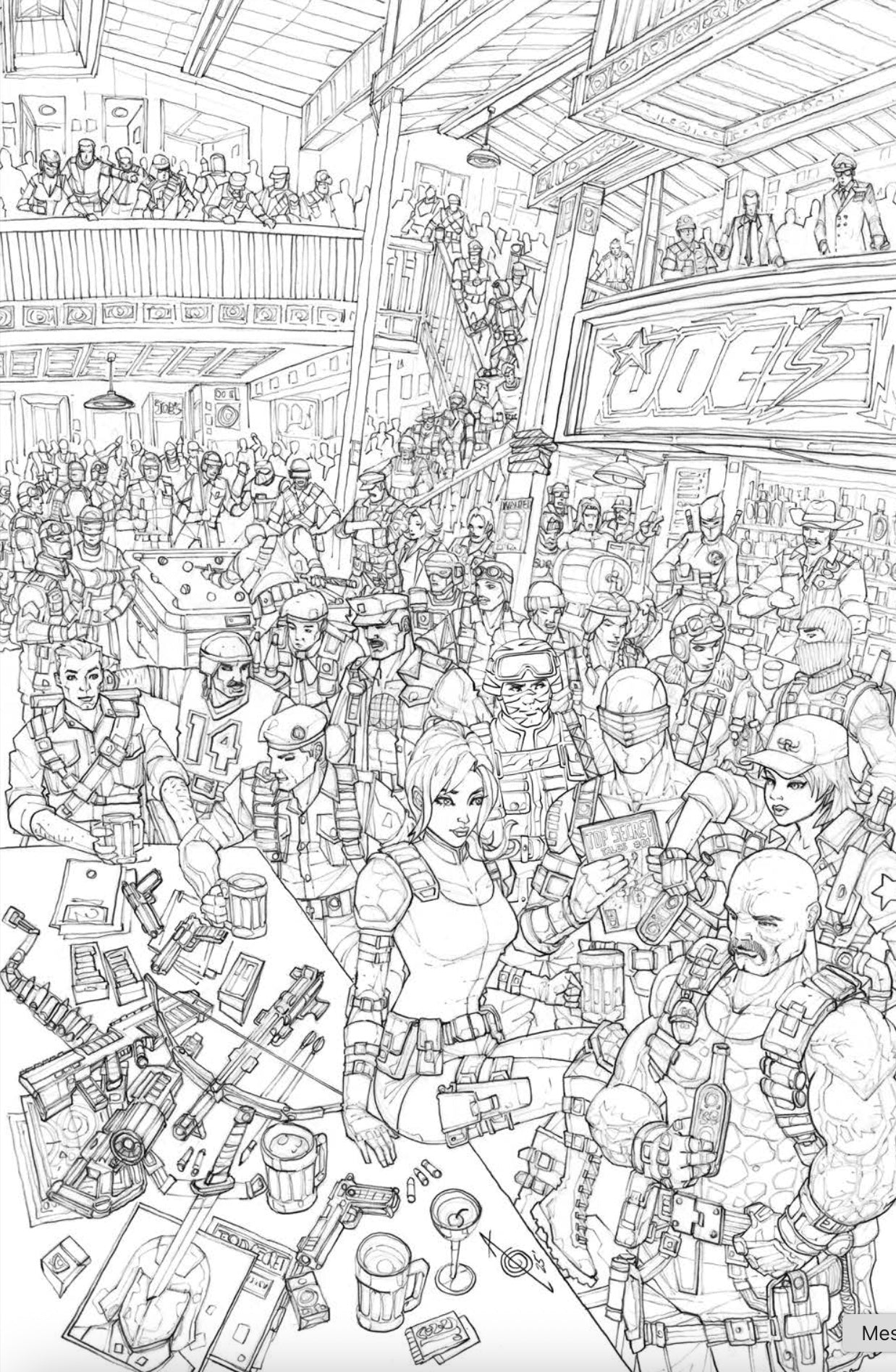 GI JOE REAL AMERICAN HERO #321 ALAN QUAH 616 COMICS JOES BAR Virgin B&W Inks Variant B LTD 750