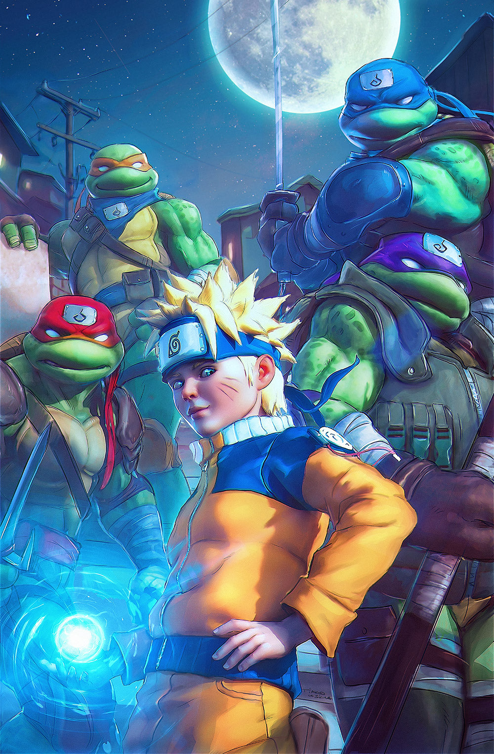 TEENAGE MUTANT NINJA TURTLES X NARUTO 4 TIAGO DA SILVA Night Virgin Variant B LTD 600