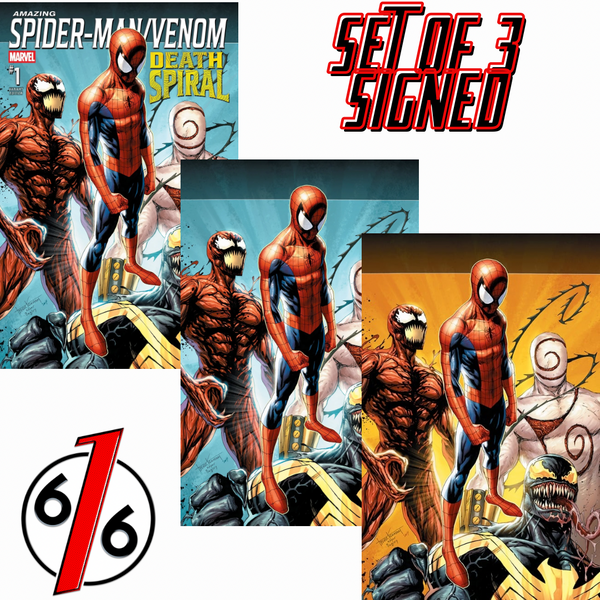 SIGNED - AMAZING SPIDER-MAN VENOM DEATH SPIRAL #1 TYLER KIRKHAM 616 Variant ABC Set LTD 1000