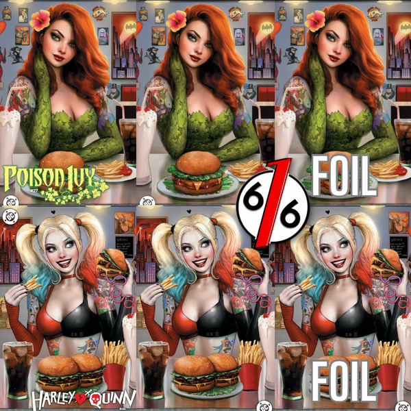 POISON IVY 27 & HARLEY QUINN 45 SZERDY DINER TATTOO Variant Set Of 6 LTD 1000