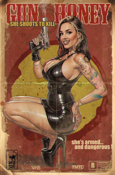 GUN HONEY DOUBLES DOWN #1 CEDRIC POULAT 616 COMICS Virgin VHS Variant B LTD 500