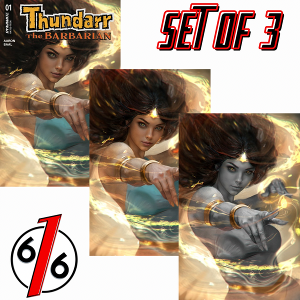 THUNDARR THE BARBARIAN #1 SHIKARII 616 COMICS Trade Dress & Virgin Variant ABC Set LTD 500