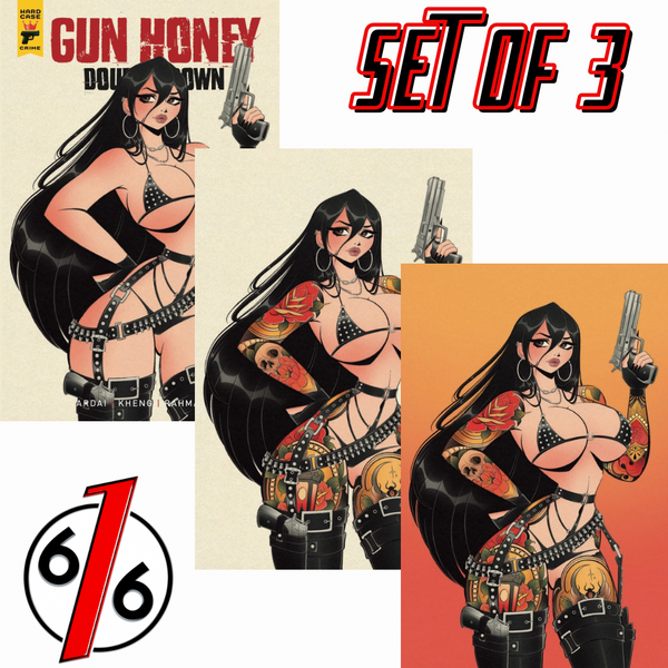 GUN HONEY DOUBLES DOWN #4 BLOODKNOTCOLLECTIVE 616 COMICS Trade Dress & Virgin Variant ABC Set LTD 250
