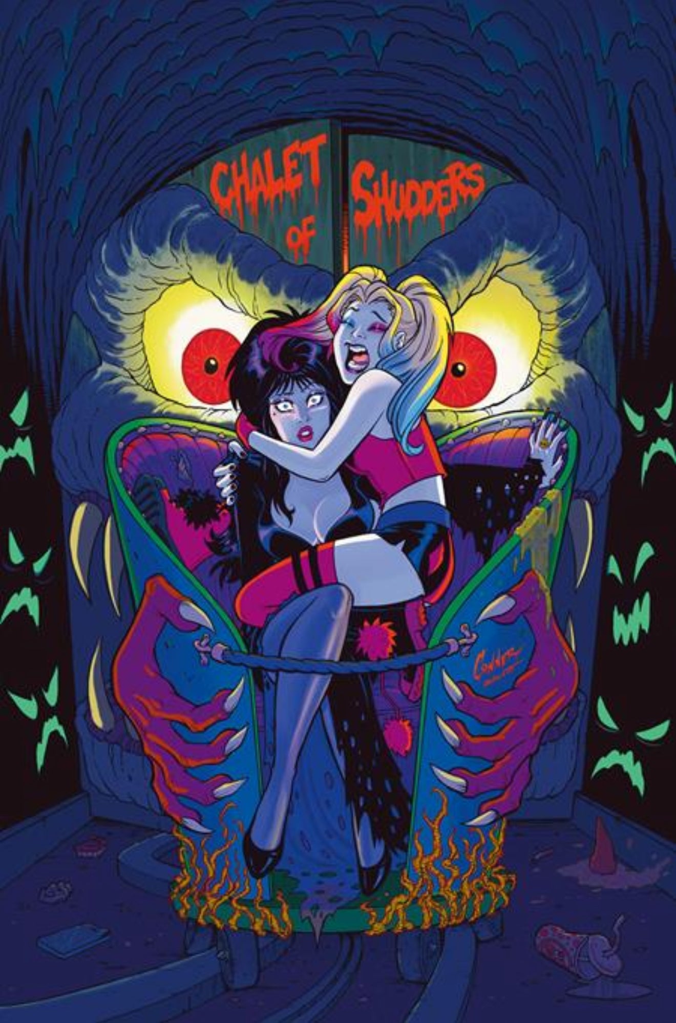 HARLEY QUINN X ELVIRA #1 AMANDA CONNER 1:50 Virgin Variant Cvr V