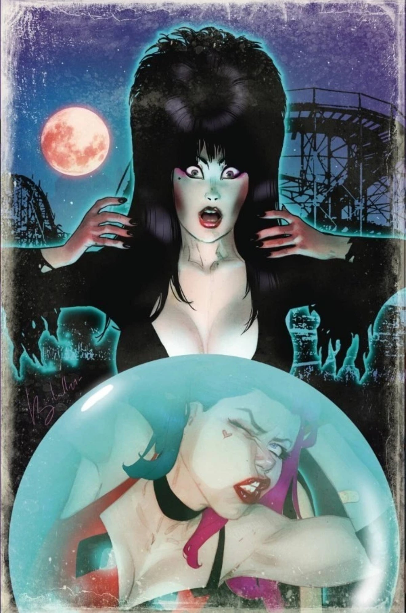 HARLEY QUINN X ELVIRA #1 BEN CALDWELL 1:10 Virgin Variant Cvr N