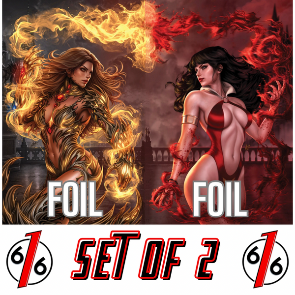 WITCHBLADE VAMPIRELLA 1 DAVID & MICHELLE DIAS 616 COMICS Virgin FOIL Variant CF Set Of 2 LTD 550