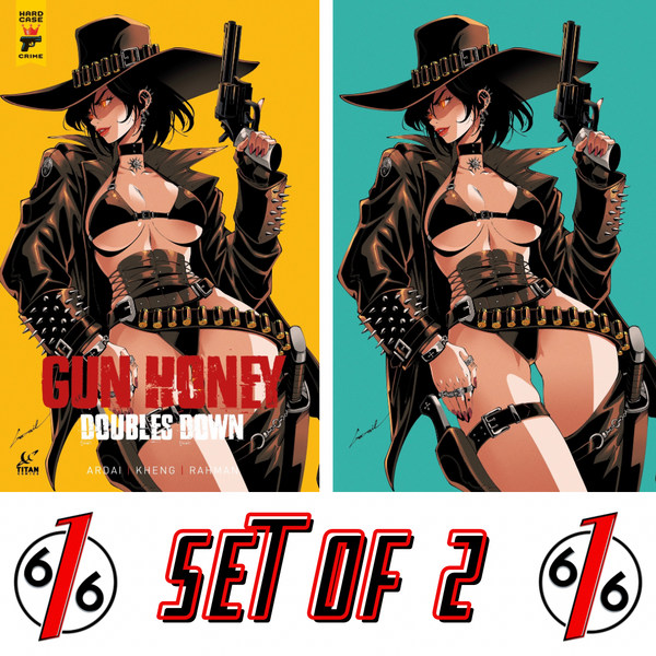 GUN HONEY DOUBLES DOWN #1 GODTAIL 616 COMICS Trade Dress & Virgin Variant AB Set LTD 500
