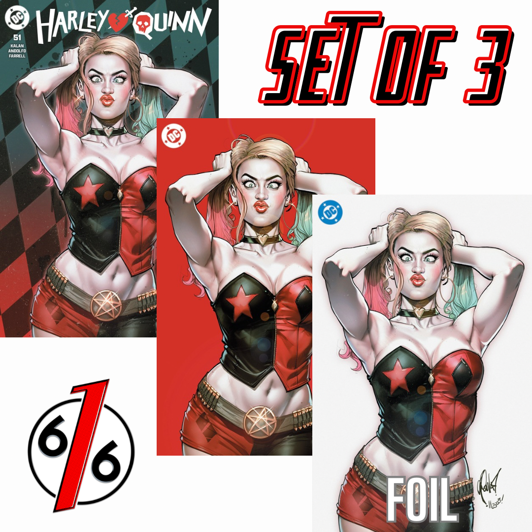 HARLEY QUINN #51 CEDRIC POULAT 616 Trade Dress & Virgin & FOIL Variant Set LTD 1000