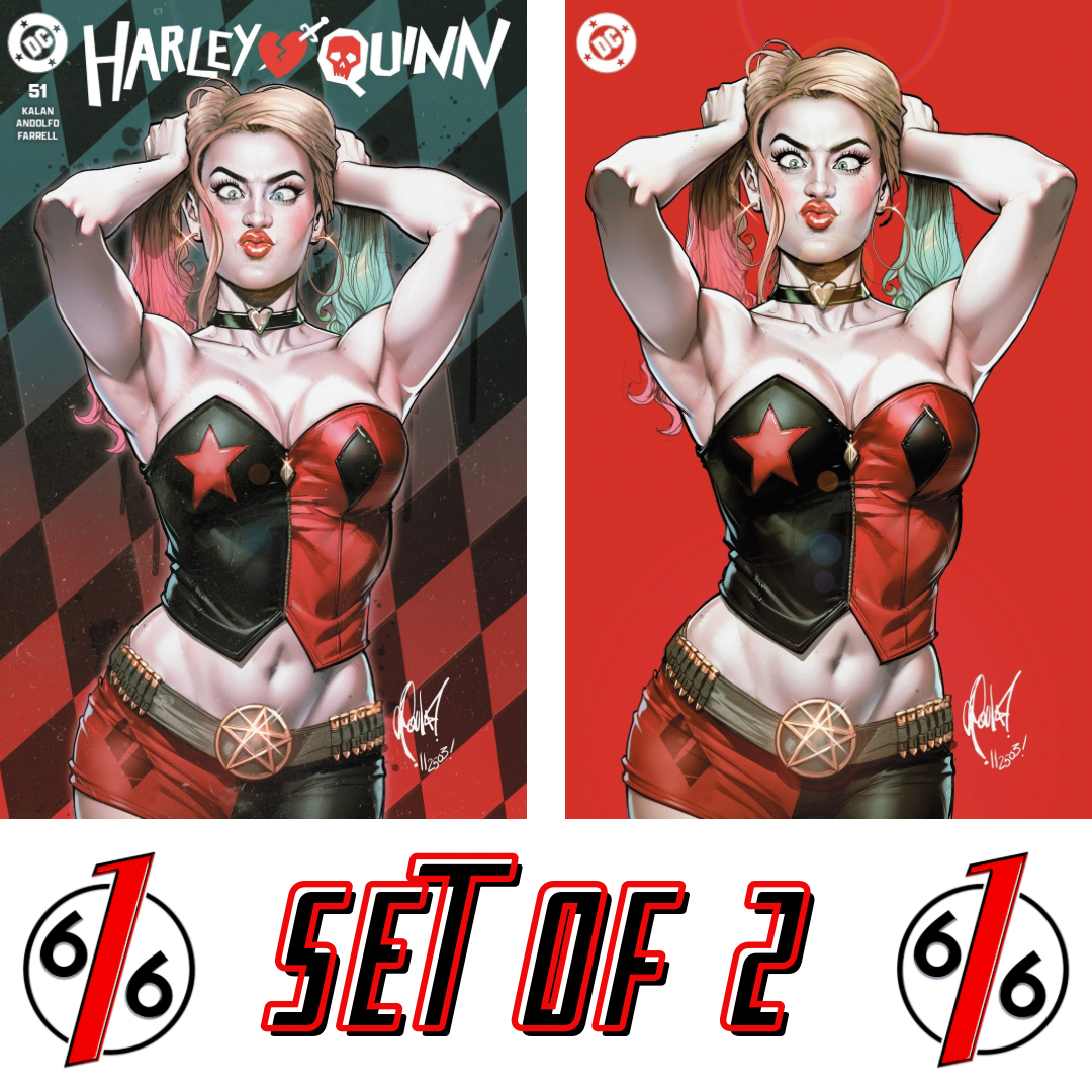 HARLEY QUINN #51 CEDRIC POULAT 616 Trade Dress & Virgin Variant Set LTD 1000