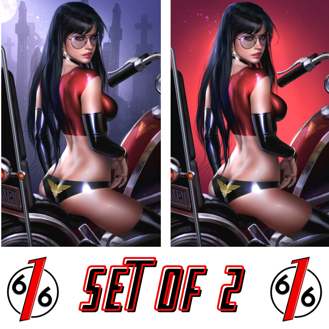 VAMPIRELLA #2 JOSH BURNS 616 60s Retro Virgin Motorcycle Variant Set LTD 500