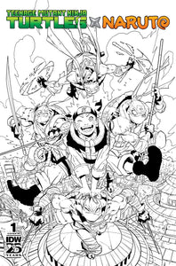 TEENAGE MUTANT NINJA TURTLES X NARUTO 1 JORGE JIMENEZ 1:100 B&W Ratio Variant