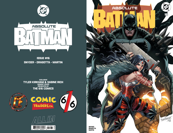 ABSOLUTE BATMAN & WONDER WOMAN TYLER KIRKHAM 616 COMICS Variant Set LTD 3000