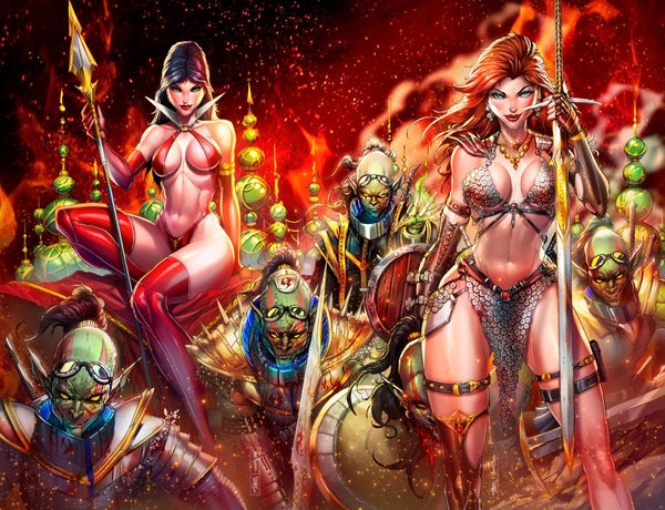 RED SONJA SHE DEVIL WITH A SWORD #1 & VAMPIRELLA #2 JAMIE TYNDALL 616 COMICS Virgin Connecting Variant Set Of 6 LTD 700