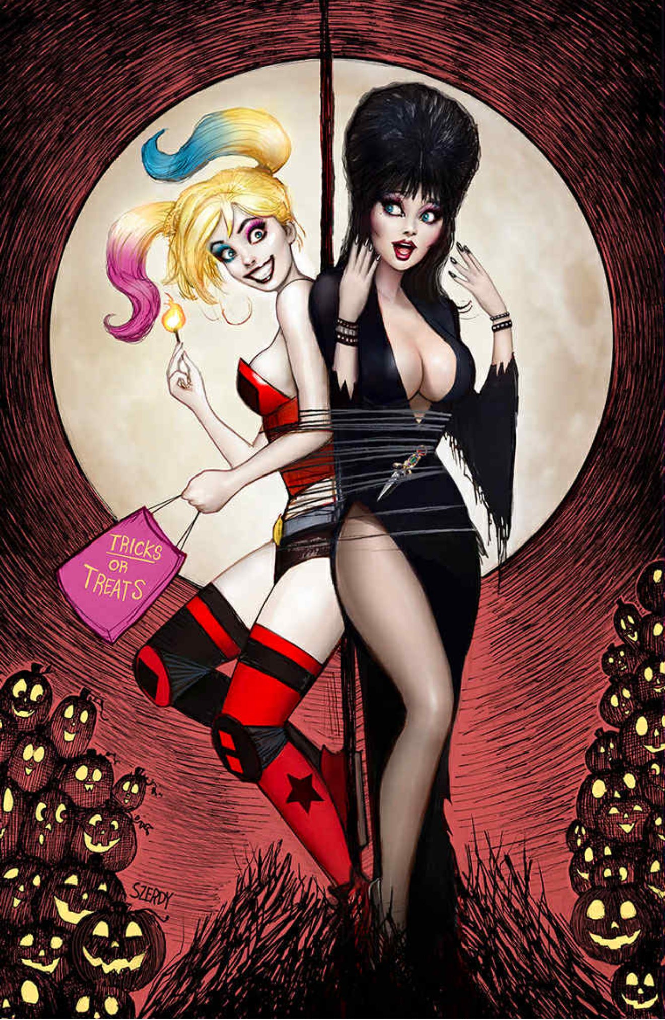 HARLEY QUINN X ELVIRA #1 NATHAN SZERDY NYCC Exclusive Virgin Variant