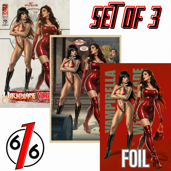 WITCHBLADE VAMPIRELLA 1 CEDRIC POULAT 616 COMICS Trade Dress & Virgin & FOIL Variant ABC Set LTD 500