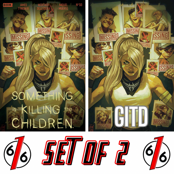 SOMETHING IS KILLING THE CHILDREN #50 FRANCESCO TOMASELLI 616 COMICS Trade Dress & Virgin Glow In Dark Variant AB Set LTD 500