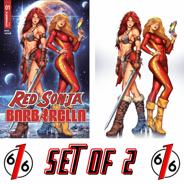 RED SONJA BARBARELLA #1 MANO RAMIREZ 616 COMICS Trade Dress & Virgin Variant AB Set LTD 500
