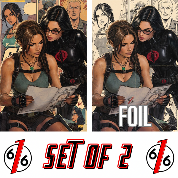 GI JOE TOMB RAIDER #2 CEDRIC POULAT 616 COMICS Virgin & FOIL Virgin Variant AB Set LTD 750