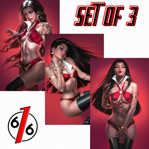 VAMPIRELLA JOSH BURNS RED 616 Comics Virgin Variant Set Of 3 LTD 500