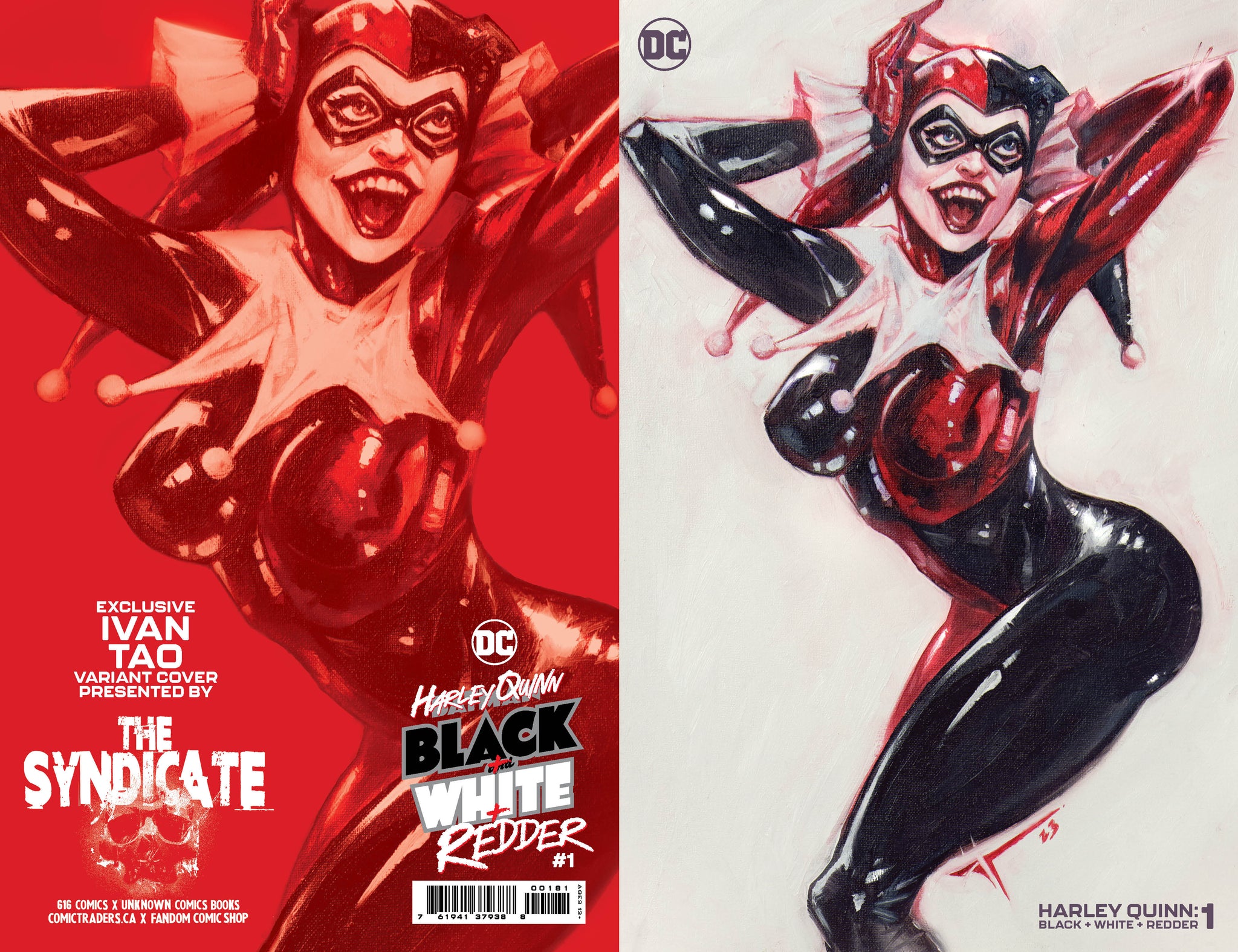 HARLEY QUINN BLACK WHITE REDDER #1 IVAN TAO 616 Minimal Trade