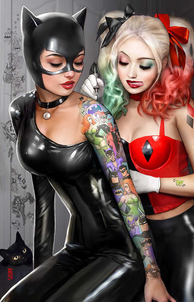 Nathan Szerdy Harley Quinn And Catwoman Tattoo Virgin And Foil Variant Set The 616 Comics