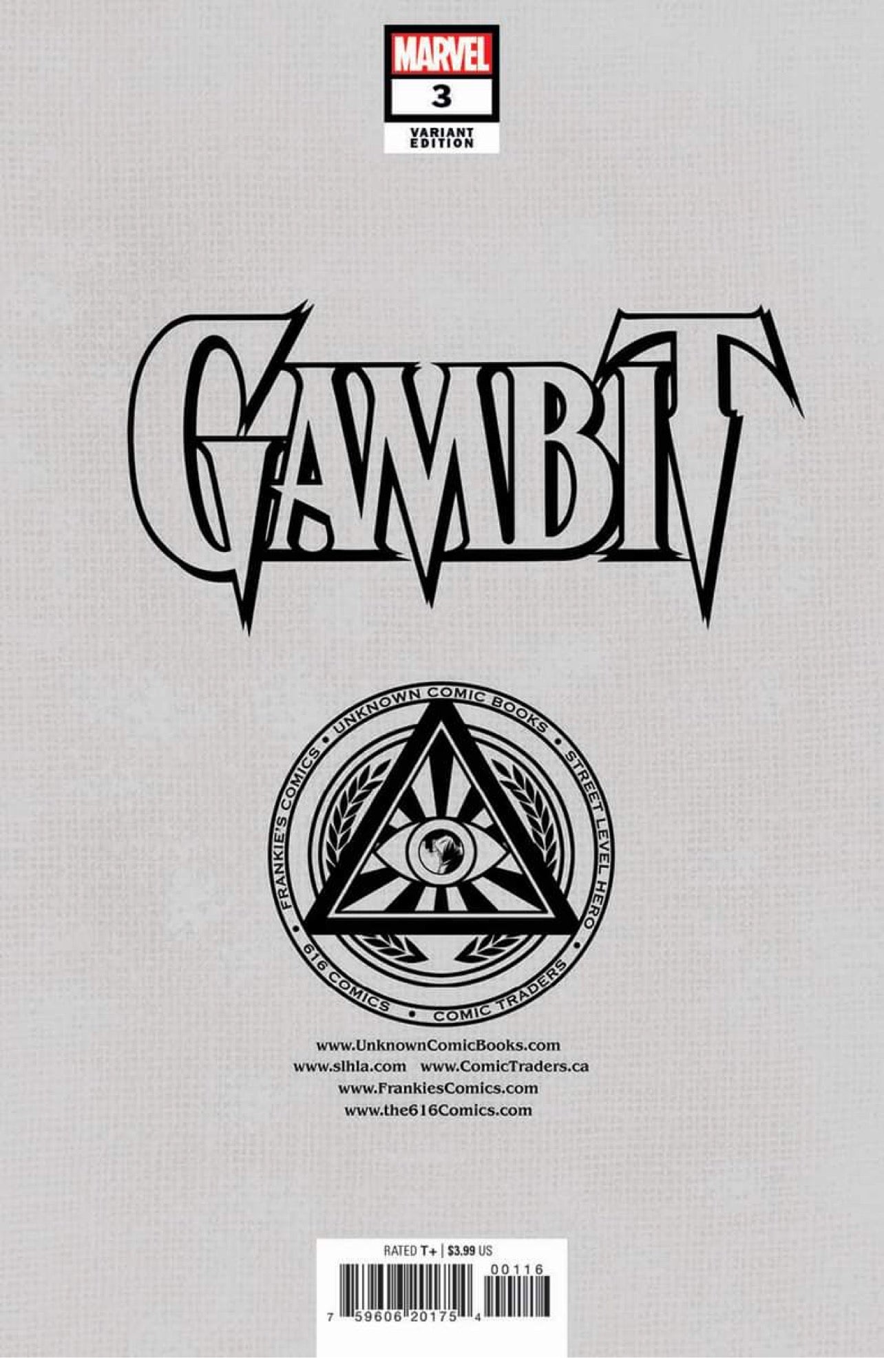 GAMBIT #3 SCOTT WILLIAMS Unknown 616 Comics Trade Dress Variant