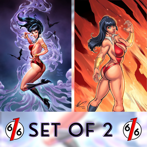 🚨🦇🔥 VAMPIRELLA #16 SET OF 2 SMOKE & FIRE Royle & Garza Virgin Variants COA