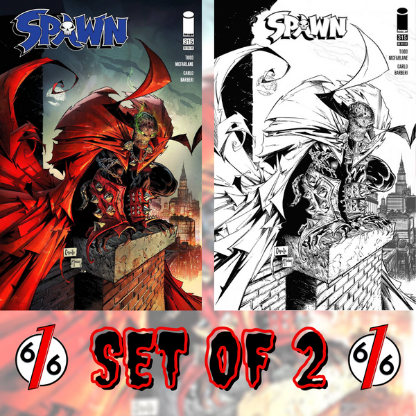 🔥💀⛓ SPAWN #315 SET OF 2 Capullo McFarlane B & B&W Sketch 1:5 NM Gemini