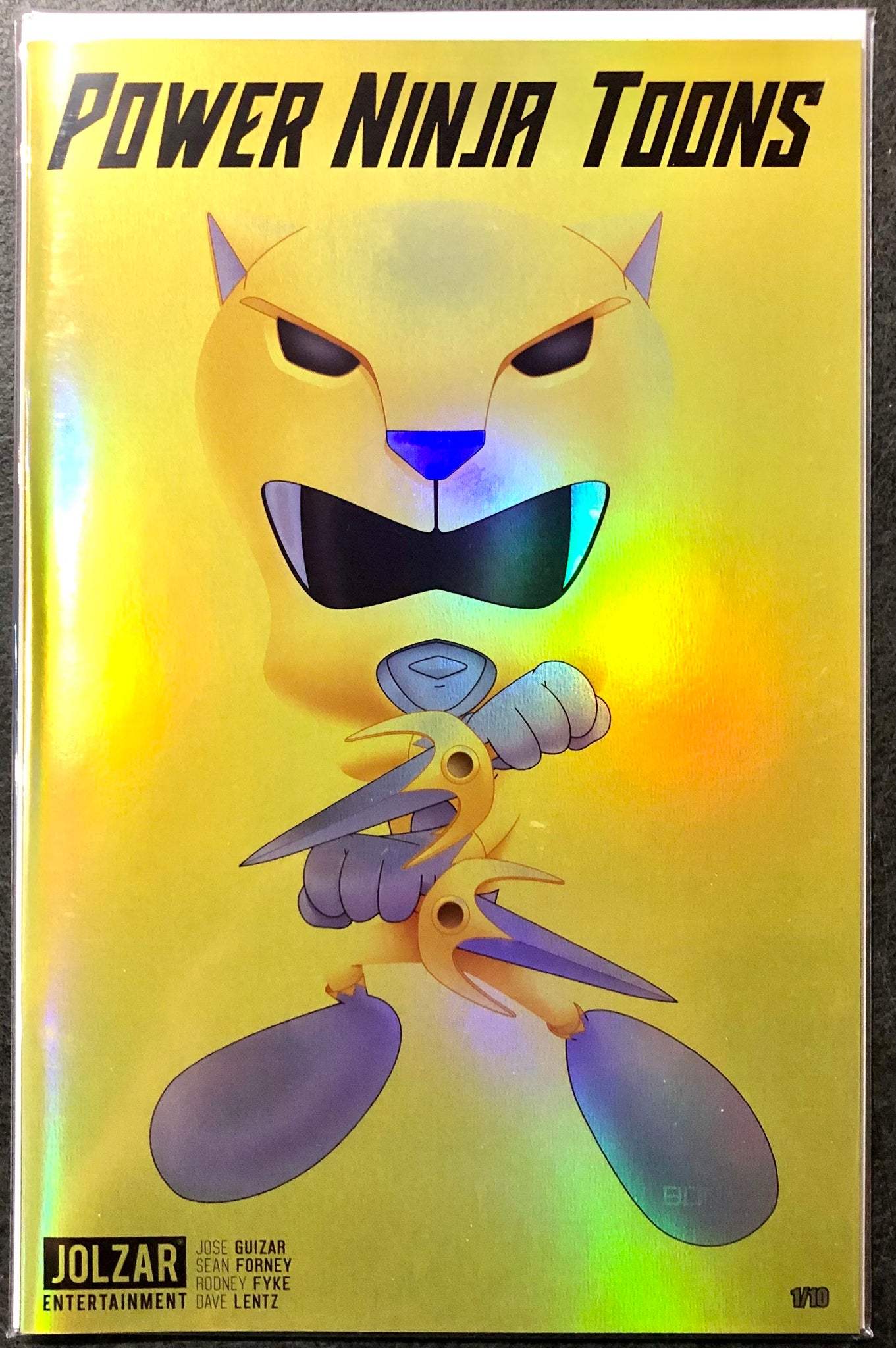 POWER NINJA TOONS BON BERNARDO 616 Exclusive Chrome Variant Yellow Ranger Homage LTD 10