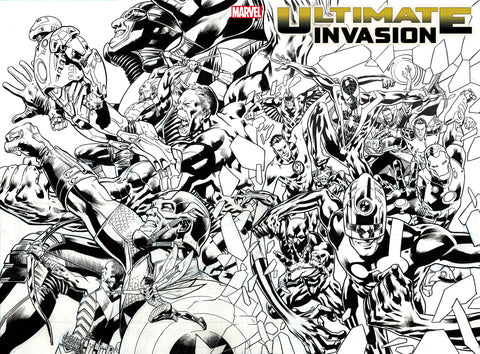 ULTIMATE INVASION #1 BRYAN HITCH 1:50 Wraparound B&W Ratio Variant 