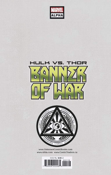 BUY 2 GET 1 FREE - HULK VS THOR BANNER OF WAR ALPHA #1 KIRKHAM Unknown 616 Virgin Variant - 3 Copies