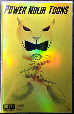 POWER NINJA TOONS BON BERNARDO 616 Exclusive GOLD Chrome Variant Yellow Ranger Homage LTD 5