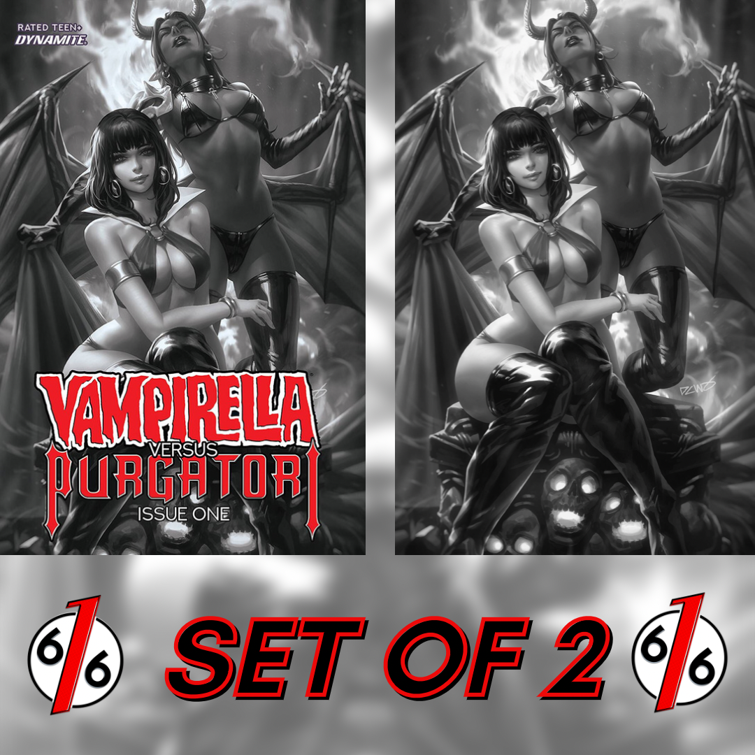 🚨🔥🦇 VAMPIRELLA VS PURGATORI #1 CHEW Variant Set of 2 1:15 Virgin & 1:40 B&W