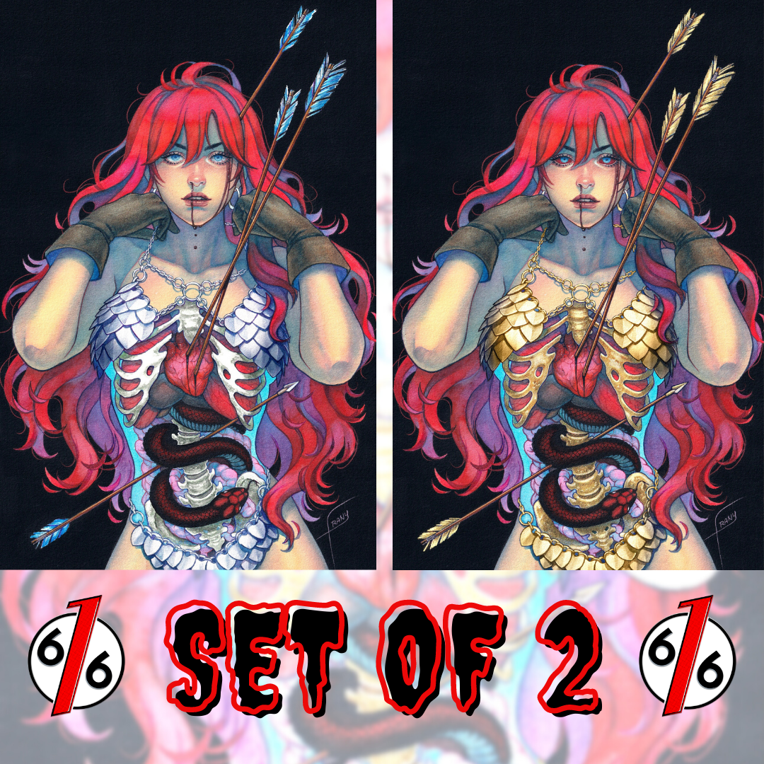 DIENAMITE LIVES #4 JUSTINE FRANY 616 Virgin Variant Set Red Sonja LTD 350 COA