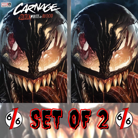 🚨🔥 CARNAGE BLACK WHITE AND BLOOD #1 MICO SUAYAN Variant Set Of 2 Trade Virgin