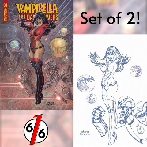🔥🦇 VAMPIRELLA THE DARK POWERS #1 SET OF 2 Cover C + 1:25 Linsner Color Sketch