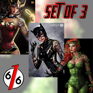 SZERDY 616 COMICS TATTOO VARIANT SET Wonder Woman Catwoman & Poison Ivy