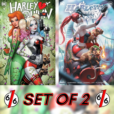 HARLEY QUINN #1 & #75 SZERDY & KUNKKA LIM SET OF 2 Trade Dress LTD 3000