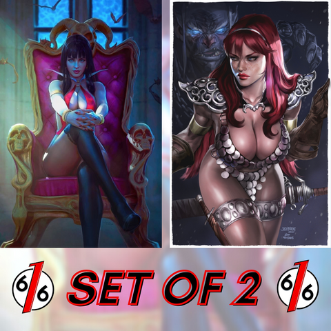 VAMPIRELLA TIAGO DA SILVA & RED SONJA JOSH BURNS 616 Variant Set LTD 500 COA