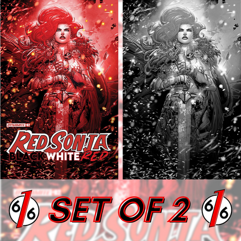 🔥🗡 RED SONJA BLACK WHITE RED #2 JONBOY MEYERS SET B & FOC B&W Virgin Variant