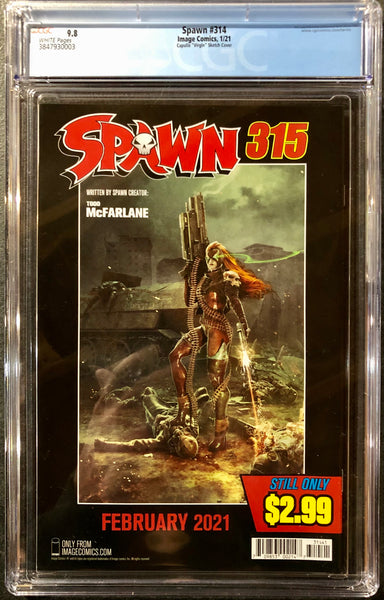 SPAWN #314 GREG CAPULLO Virgin Sketch 1:50 Ratio Variant CGC 9.8