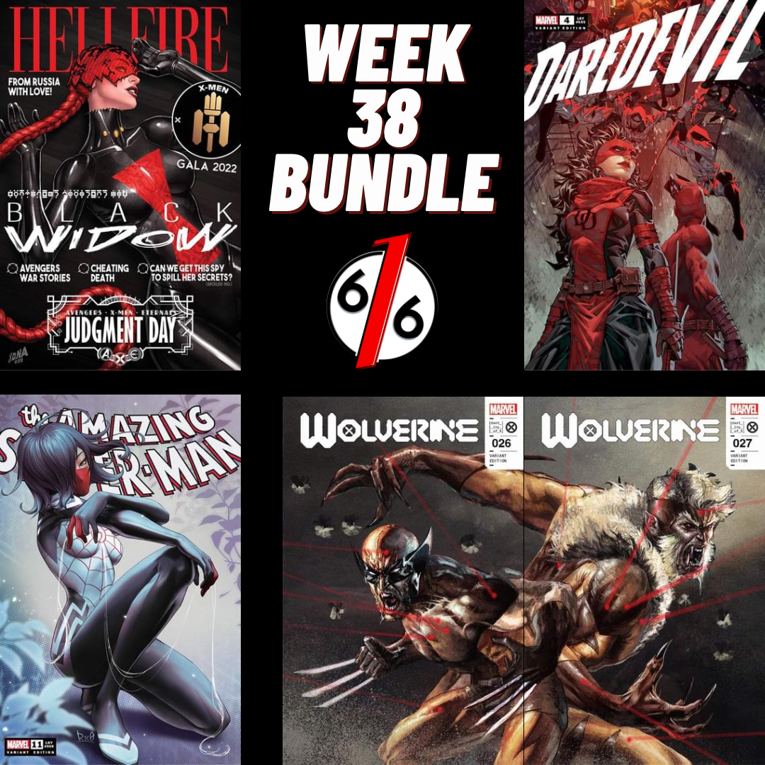 616 COMICS WEEK 38 TRADE DRESS BUNDLE AXE Judgment Day 6 & ASM 11 R1C0 & Daredevil 4 & Wolverine 26 & 27