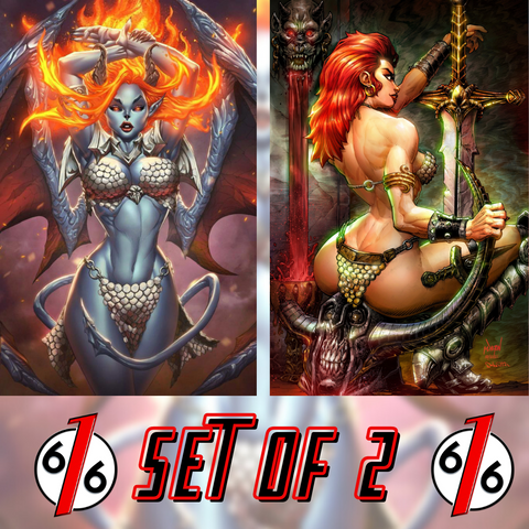 HELL SONJA #1 & RED SONJA #5 VARIANT SET Pantalena & Dalton 616 LTD 500 COA