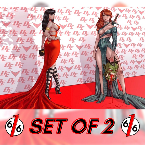 VAMPIRELLA & RED SONJA RICHARD ORTIZ Virgin Red Carpet Variant Set LTD 500 COA